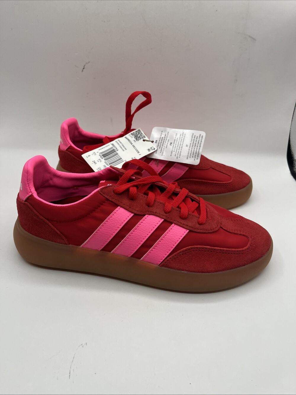 Adidas Barreda Decode J GS Sz 6 Red Hot Pink Gum Suede JR0759 NWOB